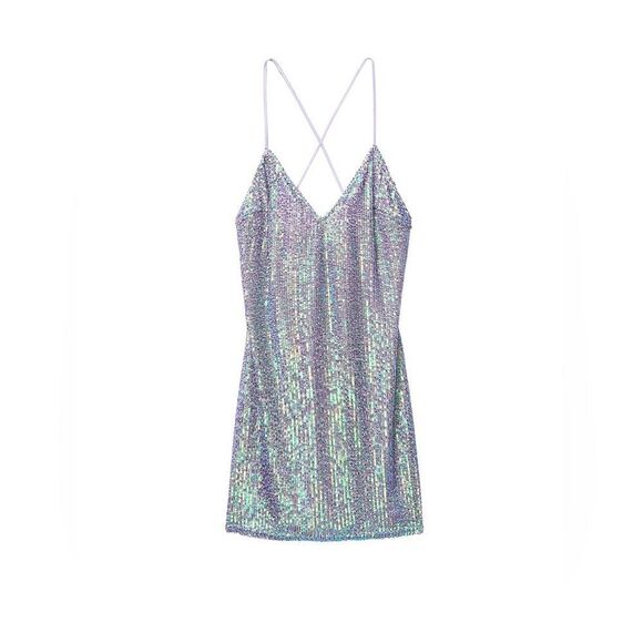Victorias Secret‎ Lilac Sequin Slip Dress size L - Picture 1 of 10